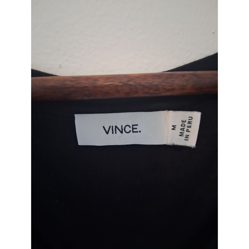 Minimalist Vince Scoop Neck T-Shirt Womens Medium Black Pima Cotton Modal Tee - Picture 3 of 5